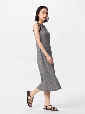UNIQLO - платье с чашечками в мелкую полоску, укороченная длина - 09 BLACK