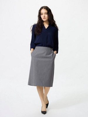 UNIQLO - классическая юбка-карандаш, увеличенная длина - 05 GRAY