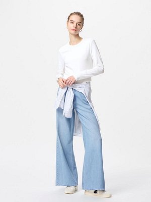 UNIQLO - лонгслив из ребристого хлопкового материала - 32 BEIGE
