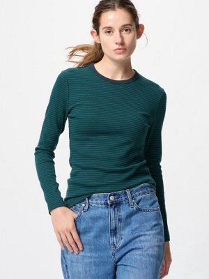 UNIQLO - лонгслив из ребристого хлопкового материала в полоску - 69 NAVY