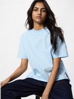 UNIQLO AIRism - слегка свободная футболка из хлопка - 60 LIGHTBLUE