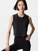 UNIQLO AIRism - мягкая майка в рубчик - 09 BLACK