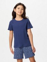 UNIQLO - домашний комплект в рубчик для девочек - 66 BLUE