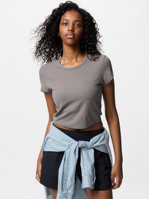 UNIQLO AIRism - мягкая укороченная футболка - 36 BROWN