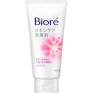 Пенка-скраб для лица KAO Biore skin care face wash scrub цветочный аромат, туба 130г,