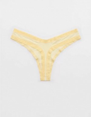 SMOOTHEZ Microfiber Lace Thong Underwear