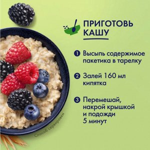 БЫСТРОВ® / Хлопья овсяные, не требующие варки, с лесными ягодами, 5х40г