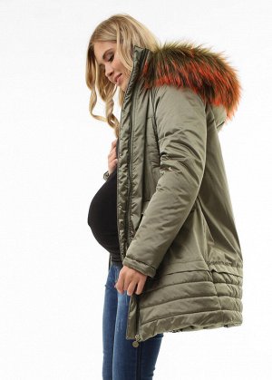 Куртка зимн. 3в1 "Орлеан" для беременных и слингоношения золотисто-оливковый