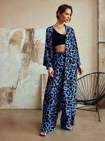 Комплект жен.(халат и брюки) Robpants темно-голубой