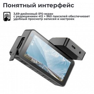 Видеорегистратор, 2 камеры, Wi-Fi, Hoco DV12 Driving Recorder 2K+720P, GPS