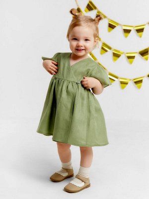 Платье детское Крошка Я Linen, -74, зеленый
