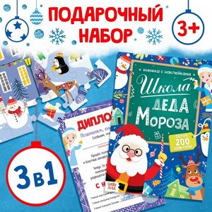 Подарочный набор 3в1 «Школа Деда Мороза», пазл, книга, диплом