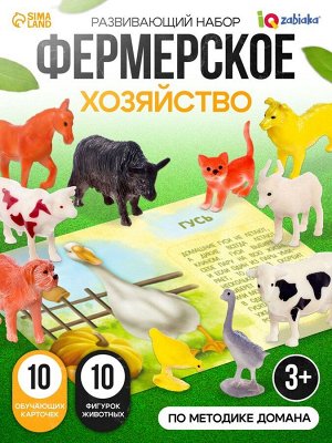 Развивающий набор «Фермерское хозяйство», животные с обучающими карточками, по методике Монтессори