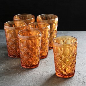 Набор стаканов Magistro «Варьете», 465 мл, 8,5*14 см, 6 шт, стекло, цвет жёлтый