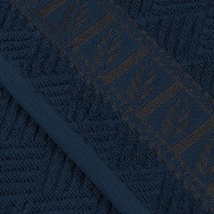 Полотенце кухонное махровое, 30х50 см, 450 г/м2, 100% хлопок, Barkas, Листопад, темно-лазурное, Узбе