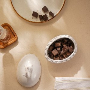 Конфетница SL Home «Пасхальные кролики», 470 мл, 15.5x12x16 см, керамика, белая