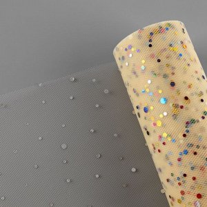 Фатин с разноцветными блёстками, 15 см, 23±1 м, 11±1 г/м², бежевый №4