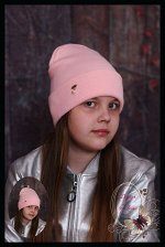 Вязаная шапка с подворотом «Ума» (св.роз.)
