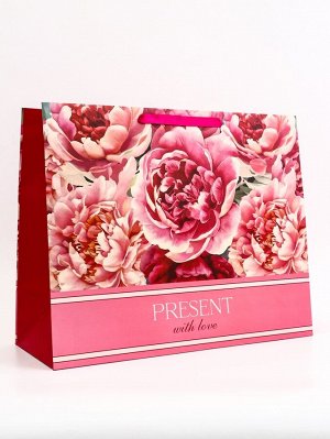 Пакет подарочный горизонтальный Present with Love, 49*40*19 см
