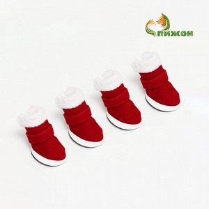 Ботинки "Кристмес", набор 4 шт, размер 4 (подошва 5,5 х 4,5 см), красные