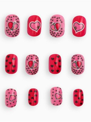 Детские накладные ногти "Love Red", 12 шт