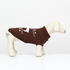Свитер "Олень", XL (ДС 40, ОШ 33, ОГ 50 см), коричневый