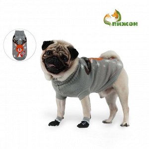 Свитер "Олень на сером", 2XL (ДС 41, ОШ 41, ОГ 36-60 см)