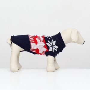 Свитер "Бегущие олени", 3XL (ДС 46, ОШ 46, ОГ 38-64 см), синий