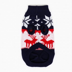 Свитер "Бегущие олени", 3XL (ДС 46, ОШ 46, ОГ 38-64 см), синий