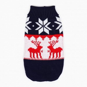 Свитер "Бегущие олени", 3XL (ДС 46, ОШ 46, ОГ 38-64 см), синий