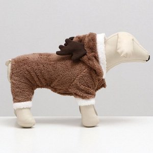 Новогодний костюм для животных "Олень", S (ДС 20, ОГ 32 см), коричневый