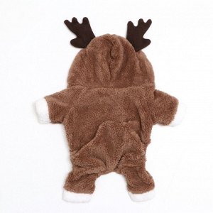 Новогодний костюм для животных "Олень", S (ДС 20, ОГ 32 см), коричневый