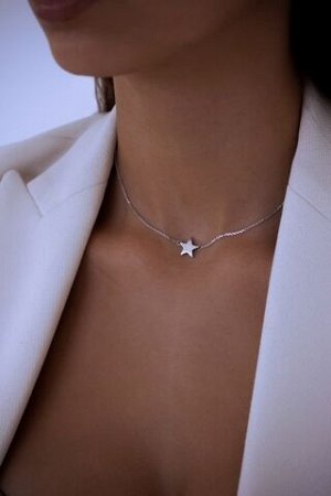 Серебряное колье звезда