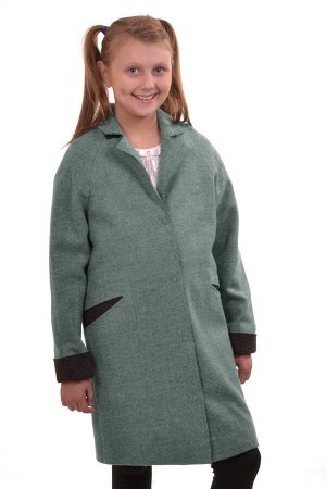 Пальто Цвет: Мелисса/т.серый; Материал: Валяная шерсть