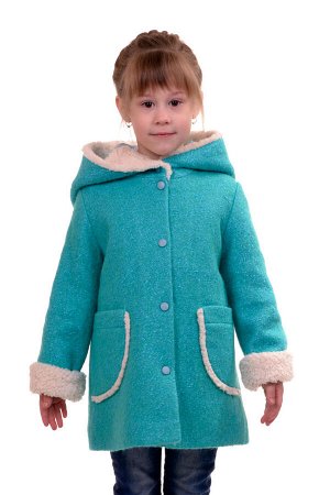 Пальто Цвет: Мята-зелень Материал: Букле Описание: Утепленное пальто для девочки. Ткань верха - Букле (65% шерсть + 35% п/э), подклад - 100%п/э, утеплитель синтепон 60 гр.