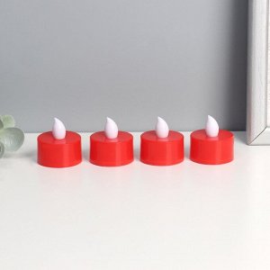 Светодиодные свечи, ночники LED RISALUX «Сделаем светлее» набор 4 шт., красные, RGB, 3.5x3.5x4 см