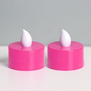 Светодиодные свечи, ночники LED RISALUX «Семейный очаг» набор 2 шт., розовые, RGB 3.5x3.5x4 см