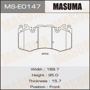 Колодки тормозные дисковые Masuma передние, комплект на ось (4 шт), арт. MS-E0147