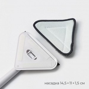 Щётка для окон Raccoon, телескопическая ручка 47(80.5) см, поролон, две насадки из микрофибры с держателем 11.5x6.5 см