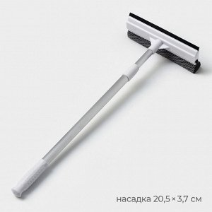 Щётка для окон Raccoon, телескопическая ручка 47(80.5) см, поролон, две насадки из микрофибры с держателем 11.5x6.5 см
