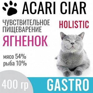 Vet A’CAT Gastro Lamb с ягненком для взрослых котов и кошек всех пород при проблемах с ЖКТ, 400 гр