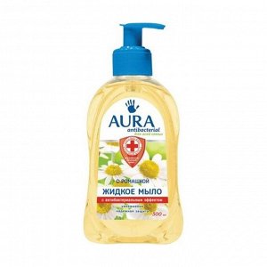 Жидкое мыло для всей семьи с антибактериальным эффектом с ромашкой antibacterial, aura 300мл