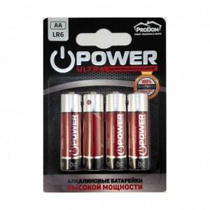 Элементы питания алкалиновые батарейки Power Ultra Aa/lr6, Prodom, 4шт