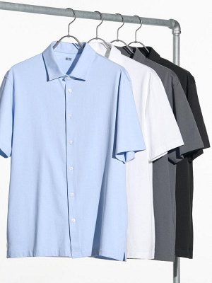 UNIQLO AIRism - хлопковая рубашка унисекс с коротким рукавом - 02 LIGHTGRAY