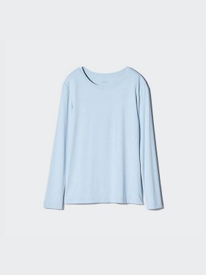 UNIQLO AIRism - женская кофта с круглым вырезом - 00 WHITE