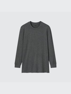 UNIQLO Heattech - тонкая термо-кофта с круглым вырезом - 09 BLACK
