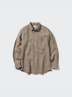 UNIQLO - мужская рубашка из премиального льна - 09 BLACK