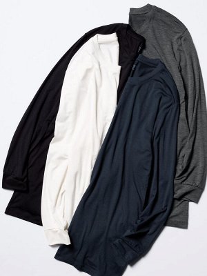 UNIQLO Heattech - тонкая термо-кофта с круглым вырезом - 09 BLACK
