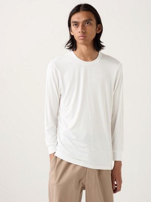 UNIQLO Heattech - тонкая термо-кофта с круглым вырезом - 00 WHITE