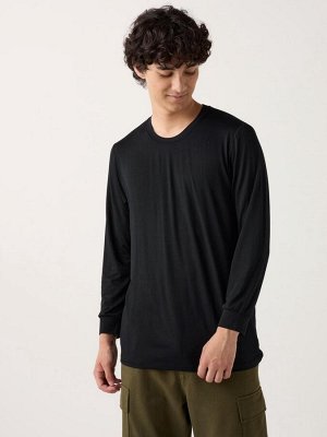 UNIQLO Heattech - тонкая термо-кофта с круглым вырезом - 09 BLACK
